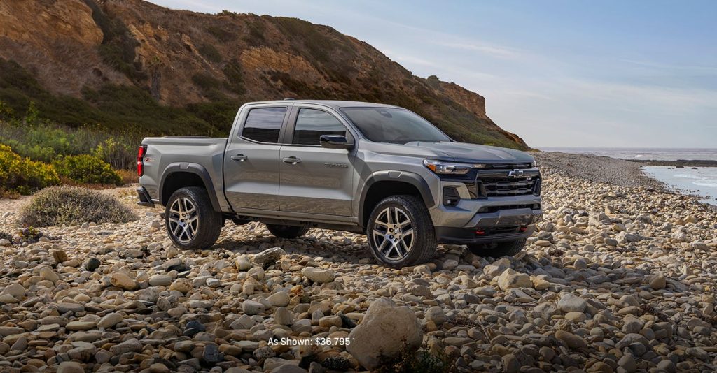 2025 Chevy Colorado parked on a rocky beach