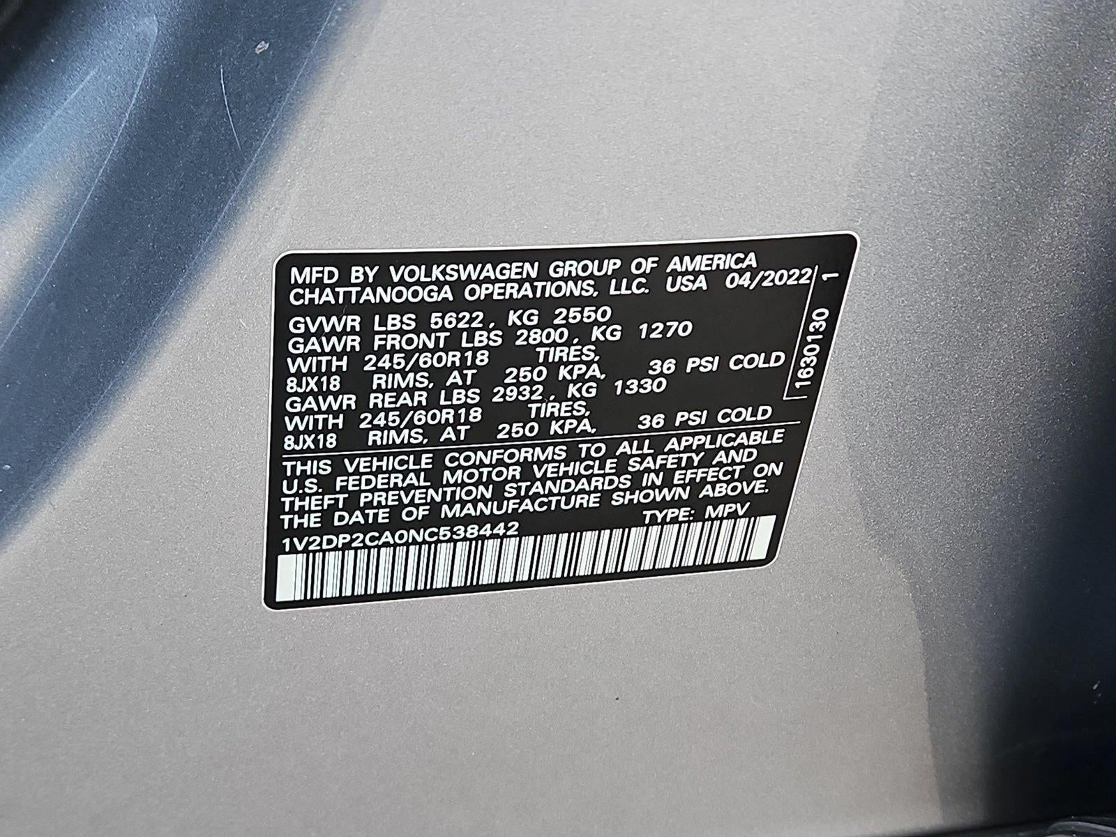 2022 Volkswagen Atlas 2.0T SE