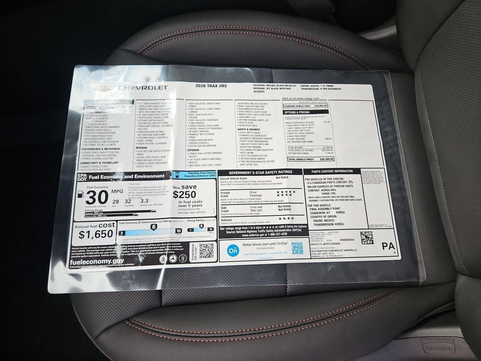 2026 Chevrolet Trax 2RS
