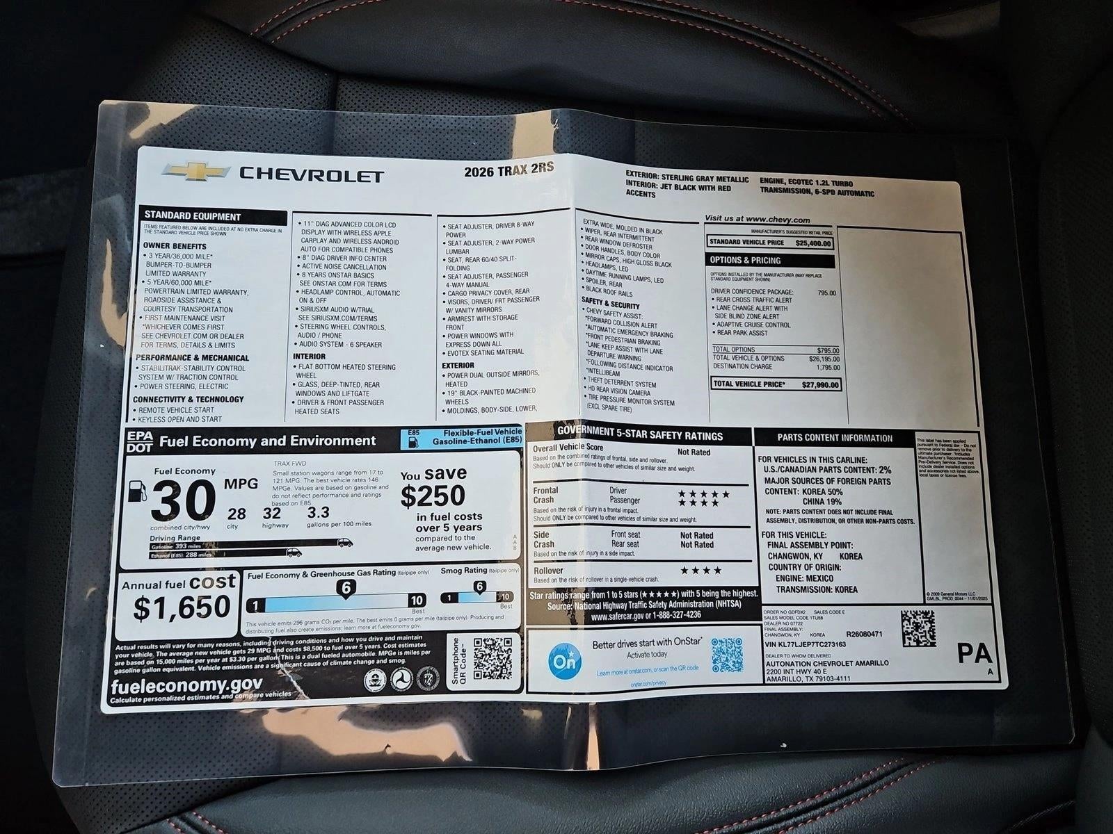 2026 Chevrolet Trax 2RS