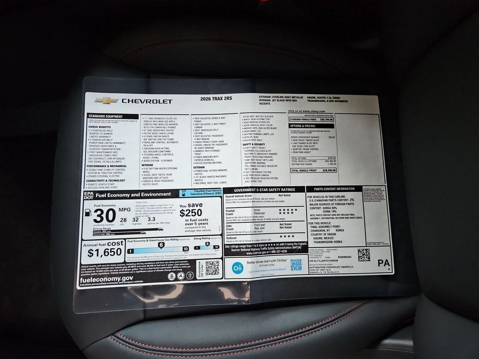 2026 Chevrolet Trax 2RS